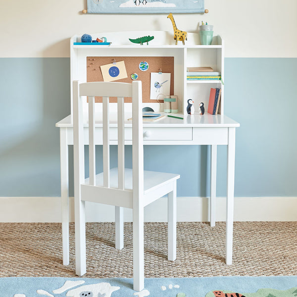 Tall Whittington Study Desk with Storage, White	