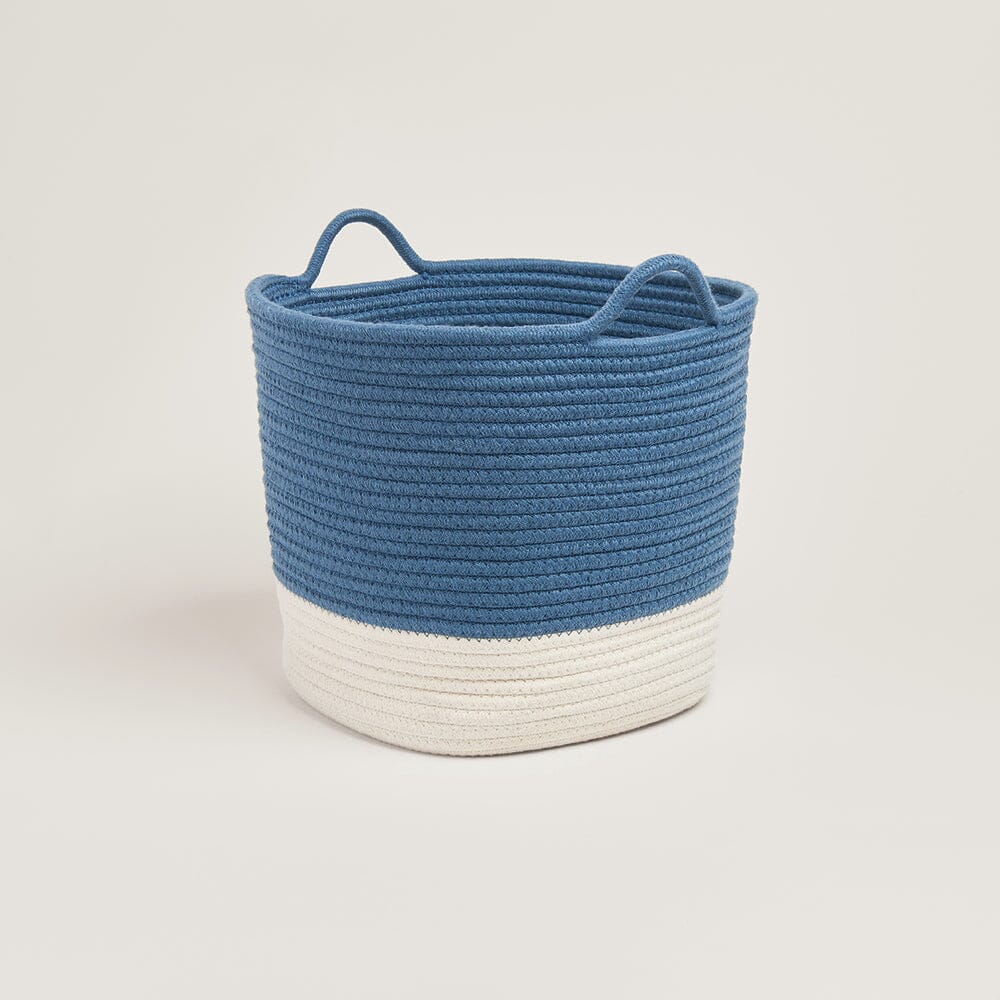 Rope Storage Basket, Ivory & Galaxy Blue