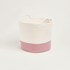 Rope Storage Basket, Ivory & Rose Pink	