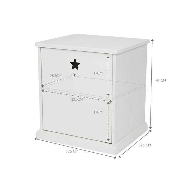 Star Bright Bedside Table, Bright White	