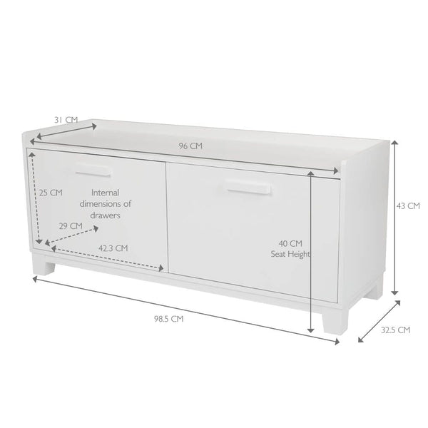 Blake Storage Bench, White
