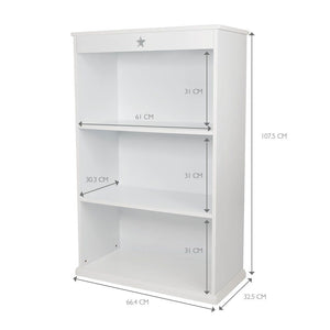 Star Bright Wooden Bookcase, White
