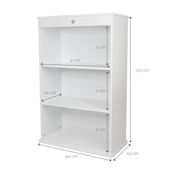 Star Bright Wooden Bookcase, White