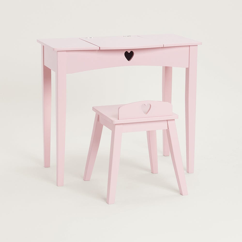 pink heart dressing table Sweetheart Dressing Table & Stool, Chalk Pink