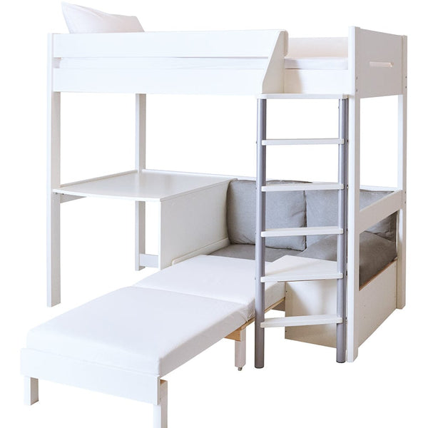 Merlin High Sleeper with Desk, Silver Grey