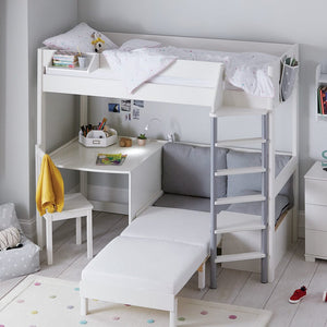 Merlin High Sleeper with Desk, Silver Grey