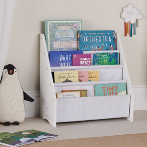 Sling Bookcase, Fine Blue Stripe