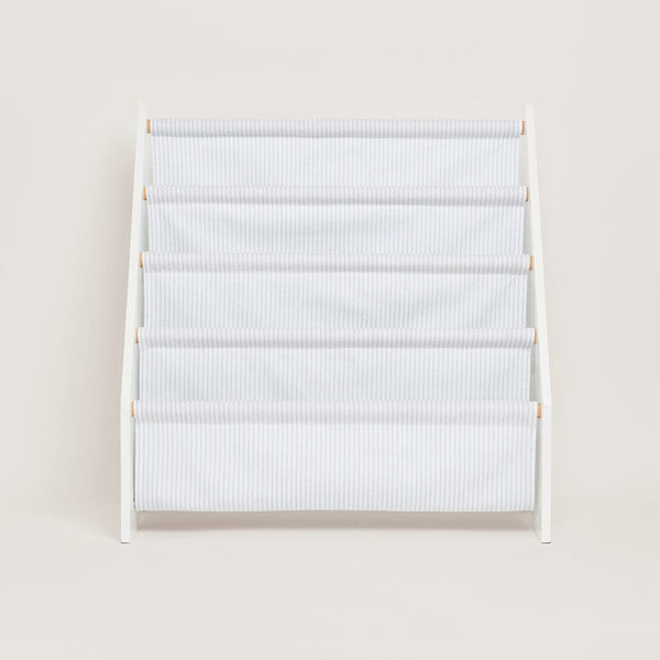 Sling Bookcase, Fine Blue Stripe