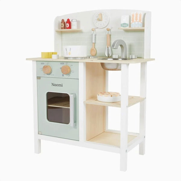Personalised Let's Bake Play Kitchen, Mint