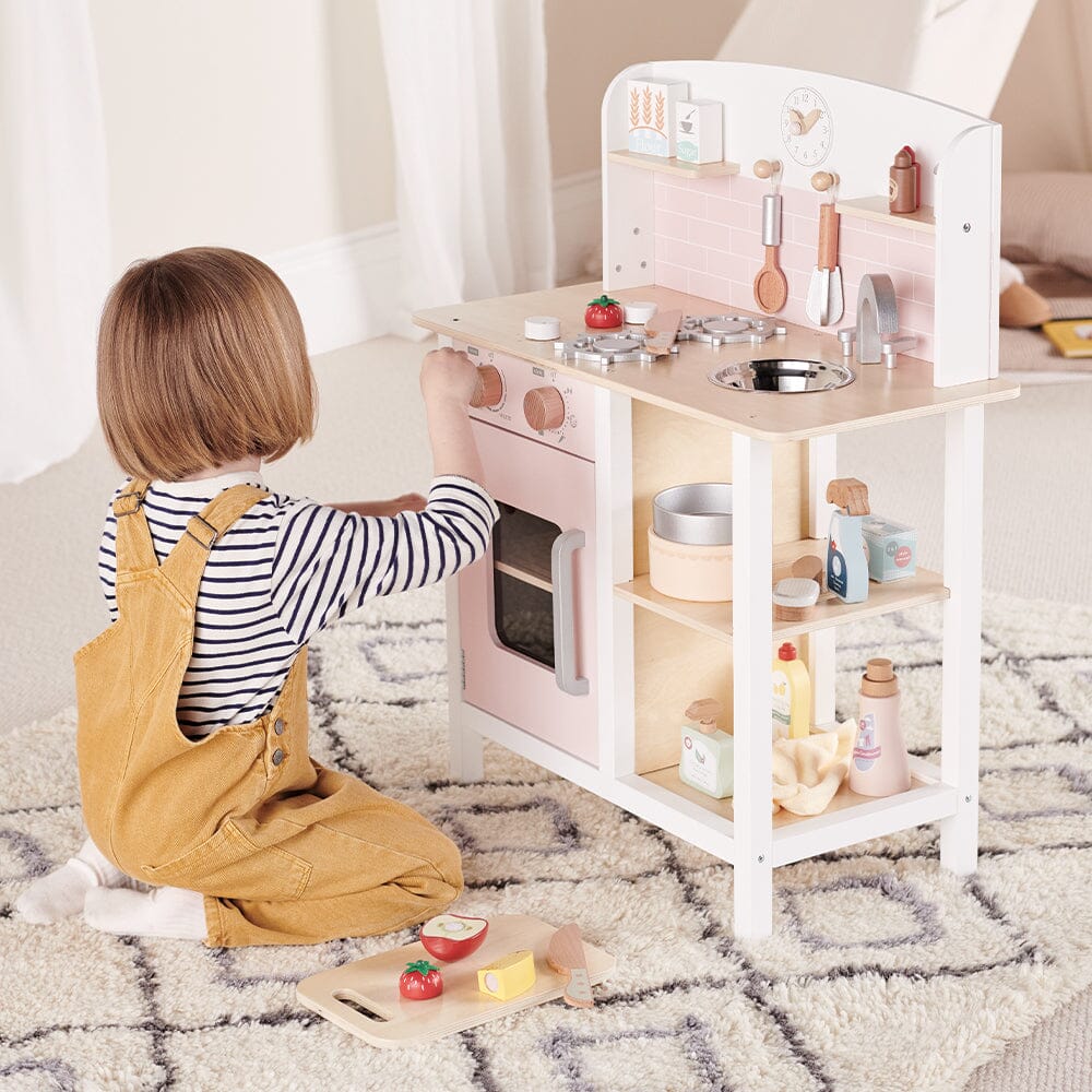 Lets Bake Wooden Play Kitchen Set Pale