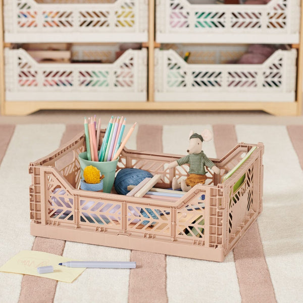 Aykasa Midi Folding Crate, Warm Taupe