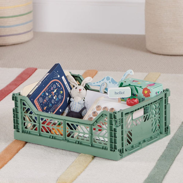 Aykasa Midi Folding Crate, Almond Green	
