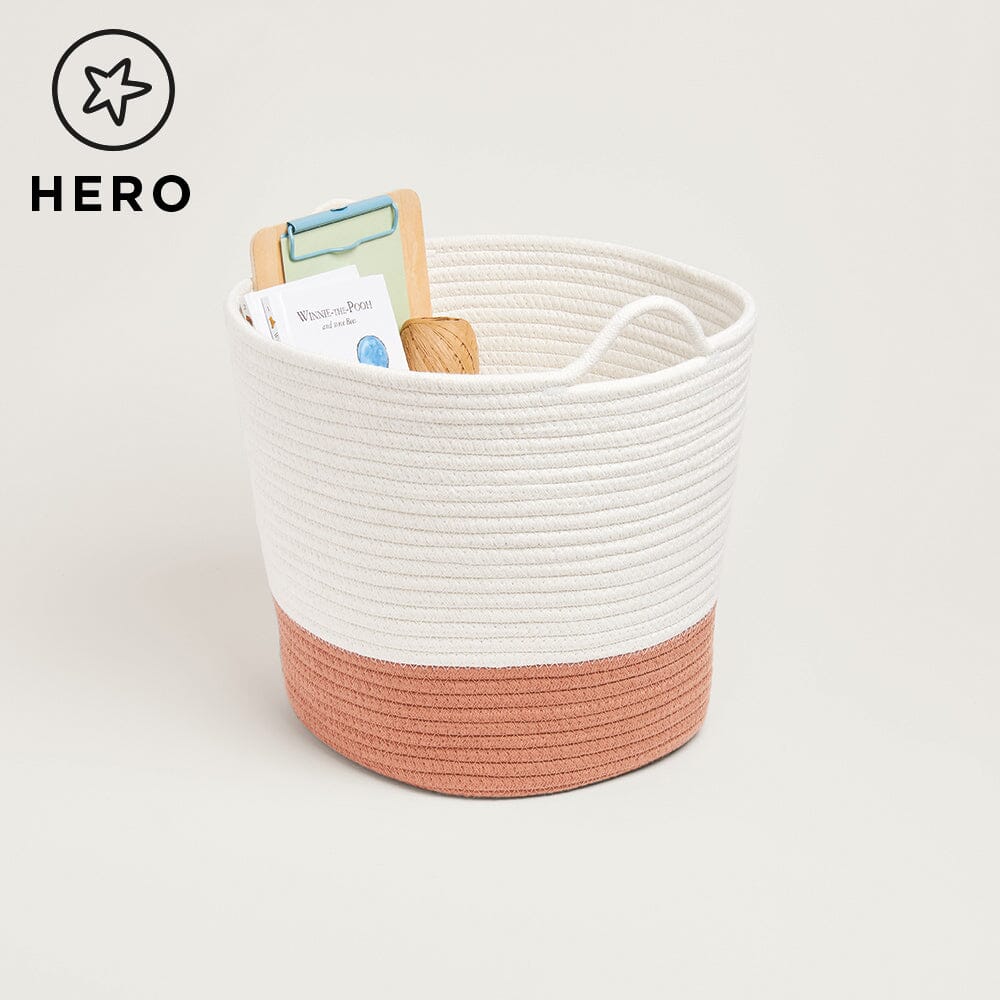 Rope Storage Basket, Ivory and Terracotta