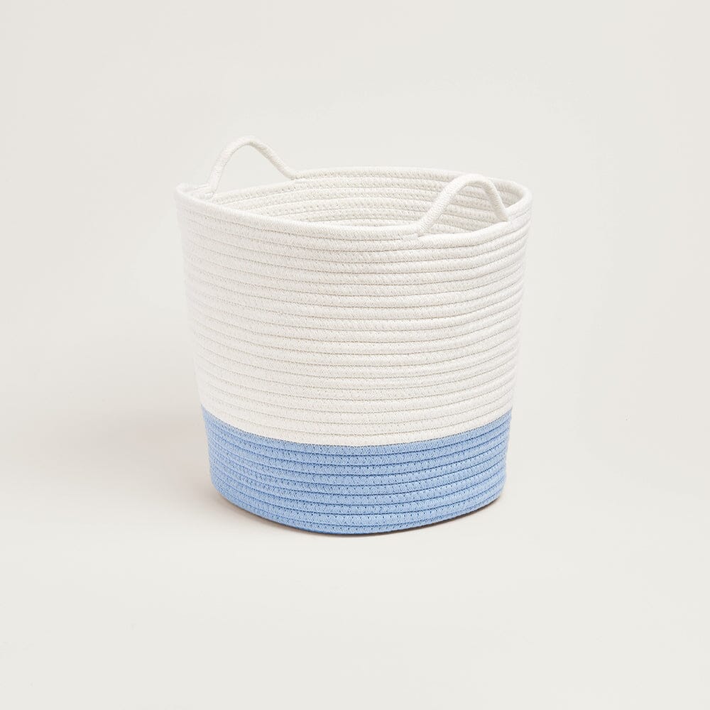 Rope Storage Basket, Ivory and Cornflower Blue	