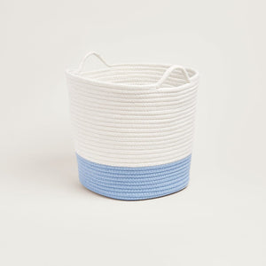 Rope Storage Basket, Ivory and Cornflower Blue