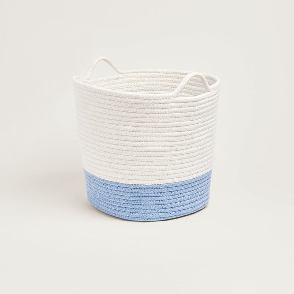 Rope Storage Basket, Ivory and Cornflower Blue