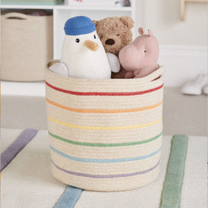 Woven Storage Basket, Rainbow Stripe