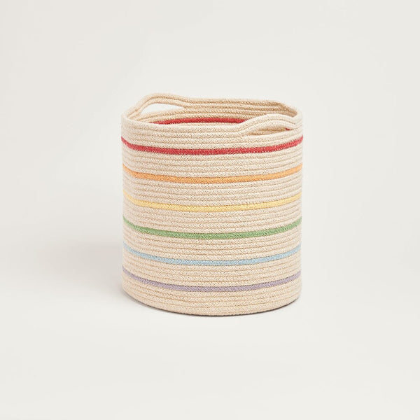 Woven Storage Basket, Rainbow Stripe