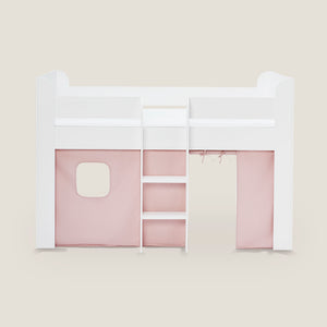 Paddington Mid Sleeper, Chalk Pink Bed Curtains	