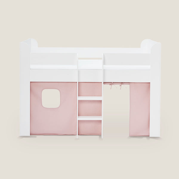 Paddington Mid Sleeper, Chalk Pink Bed Curtains	