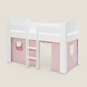 Paddington Mid Sleeper, Chalk Pink Bed Curtains	