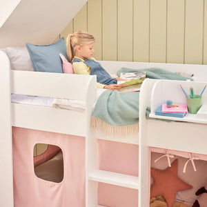 Paddington Mid Sleeper, Chalk Pink Bed Curtains	