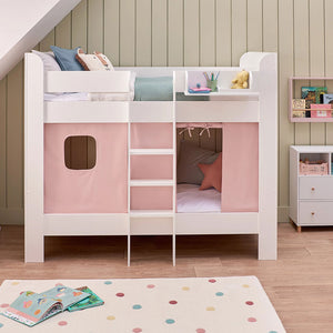 Paddington Bunk Bed, Chalk Pink Bed Curtains	