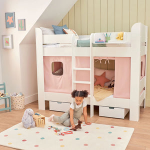 Paddington Bunk Bed, Chalk Pink Bed Curtains	