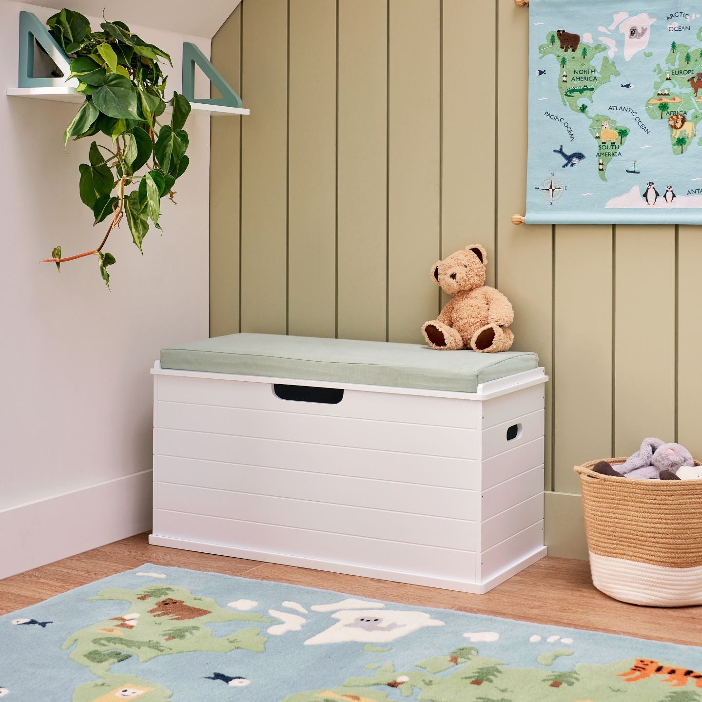 Children's Green Washable Toy Box Cushion - Main Image