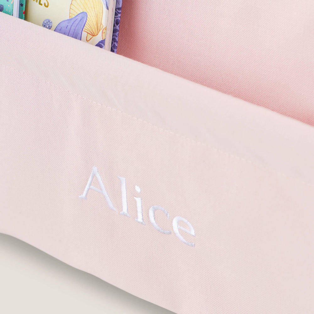 Personalised Sling Bookcase, Chalk Pink