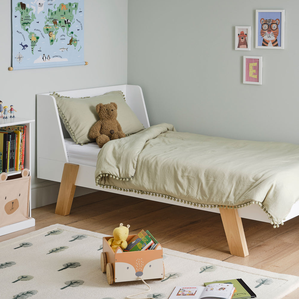 Skylark Single Bed, White & Natural	