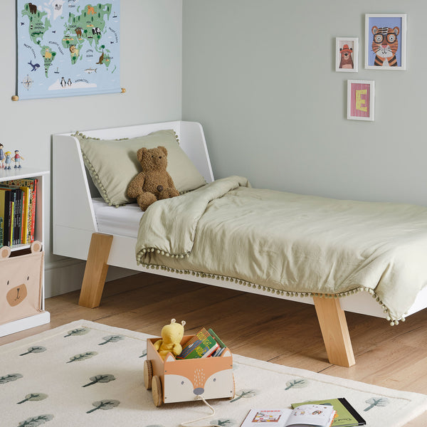 Skylark Single Bed, White & Natural	