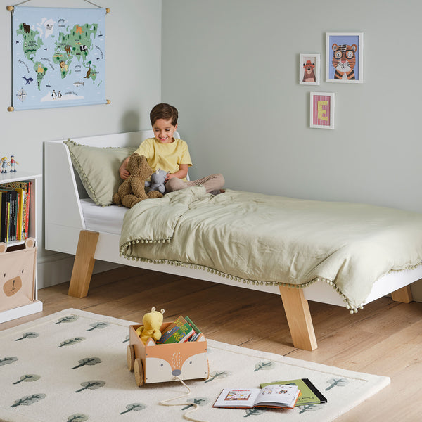 Skylark Single Bed, White & Natural	