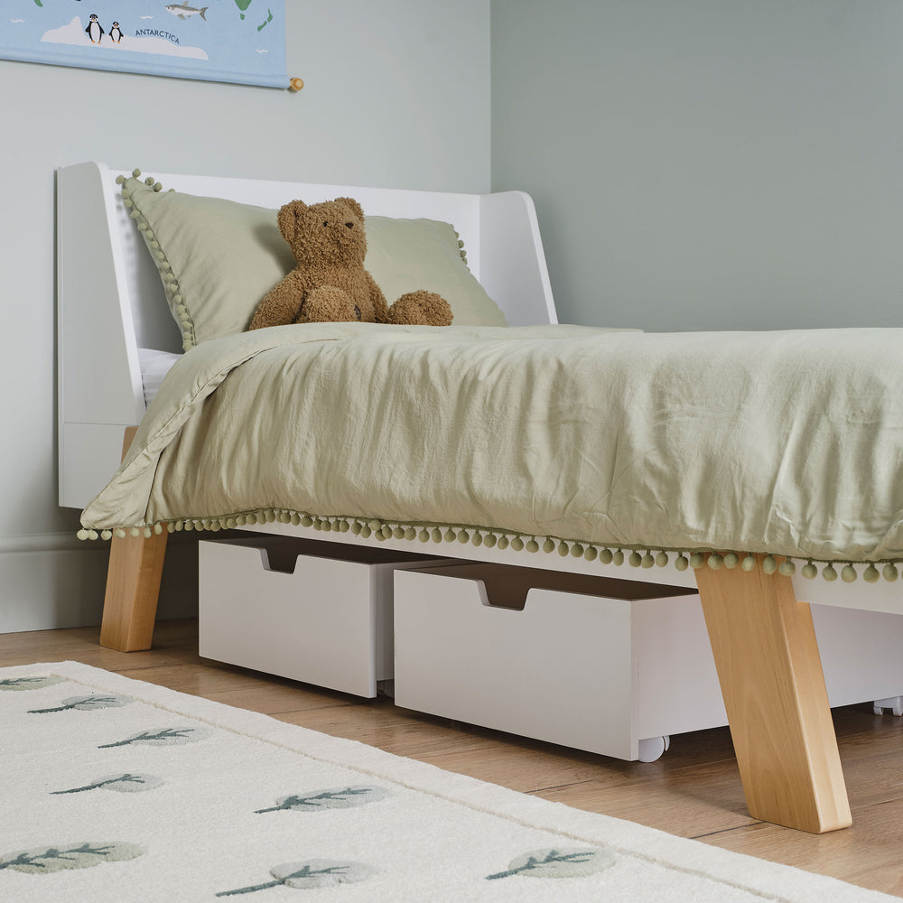 Skylark Single Bed, White & Natural	