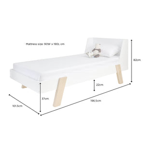 Skylark Single Bed, White & Natural