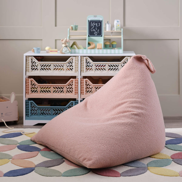 Teddy Fabric Bean Bag, Powder Pink