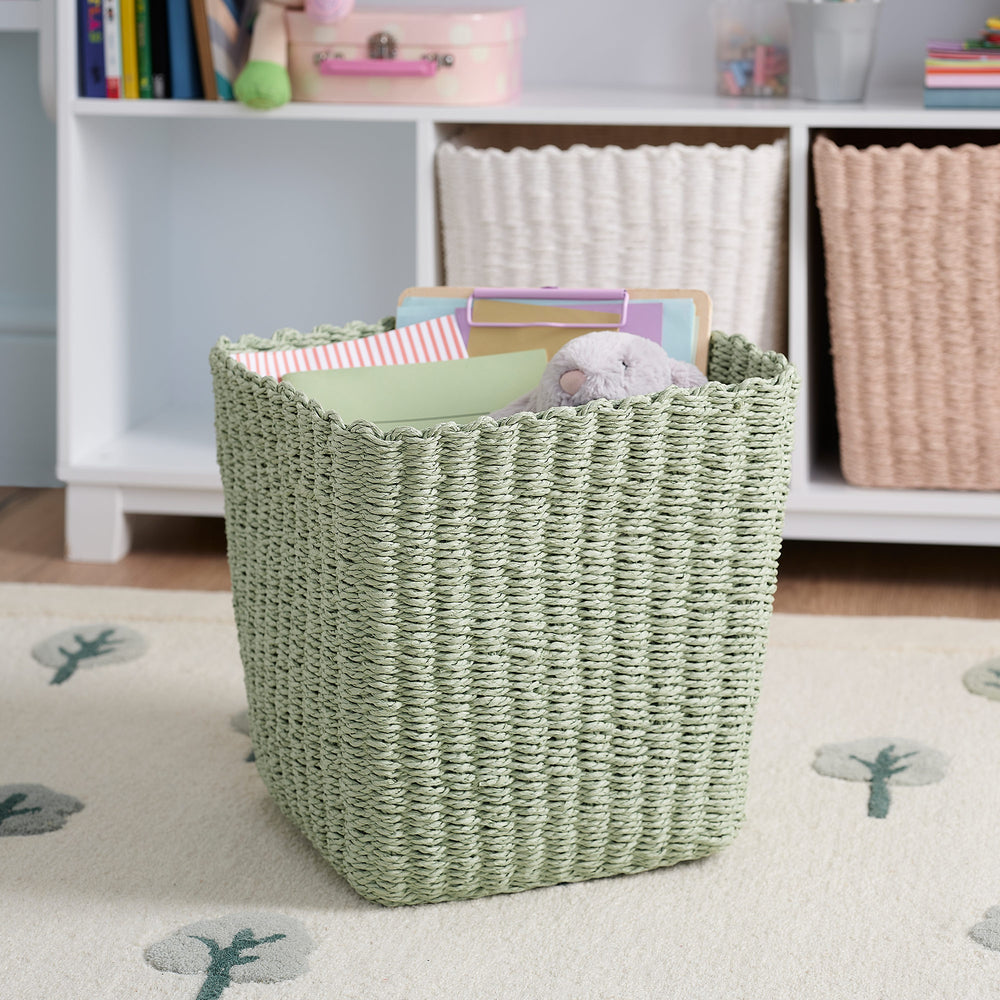 Paper Rope Storage Basket, Green