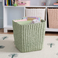 Paper Rope Storage Basket, Green