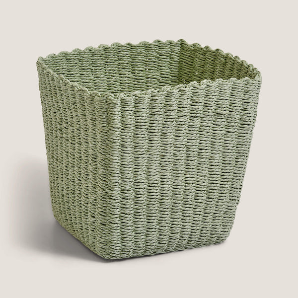 Paper Rope Storage Basket, Green