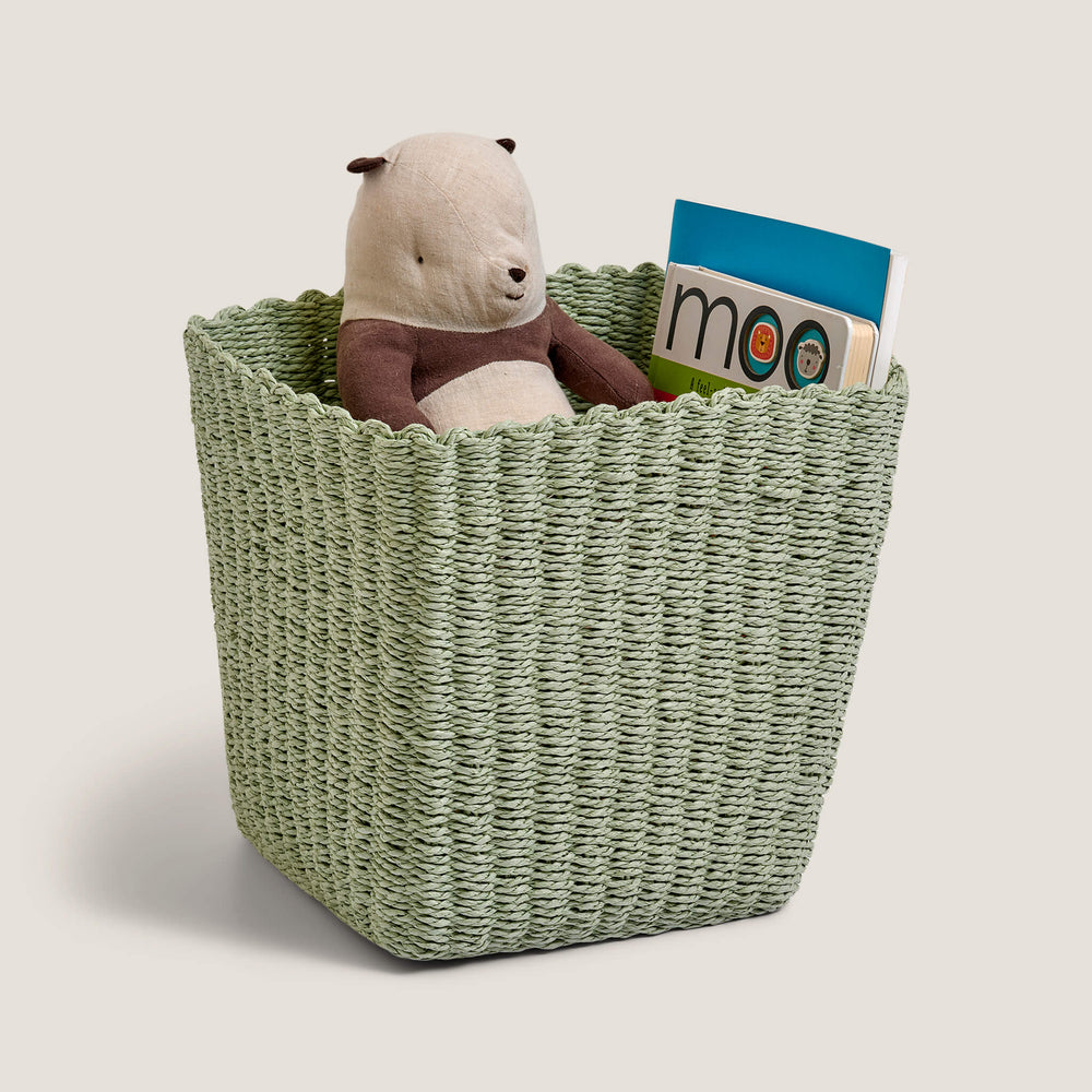 Paper Rope Storage Basket, Green