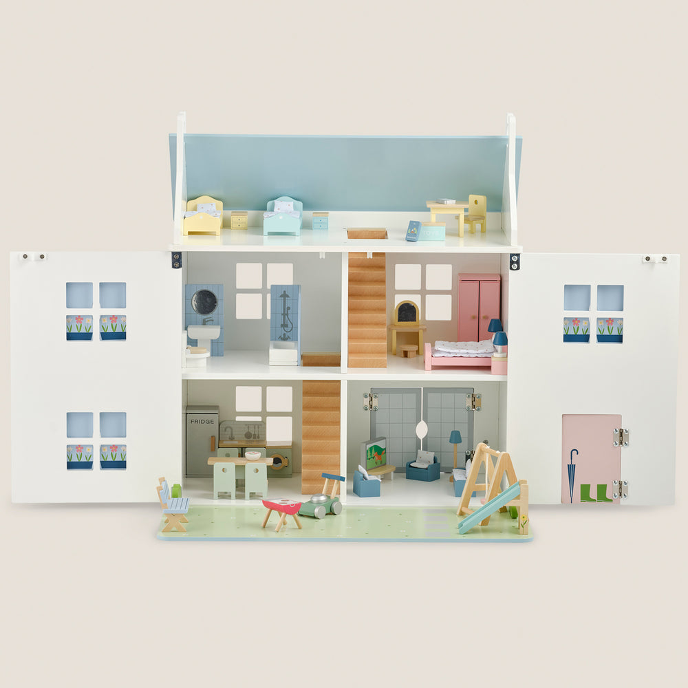 Wooden Dolls House & Furniture Bundle