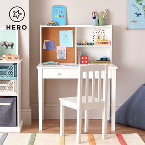 Junior Study Desk & Pinboard, White