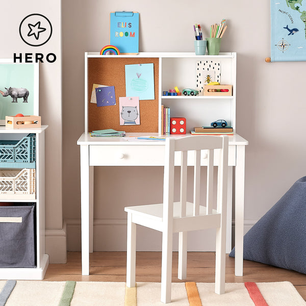 Junior Study Desk & Pinboard, White