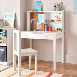 Junior Study Desk & Pinboard, White