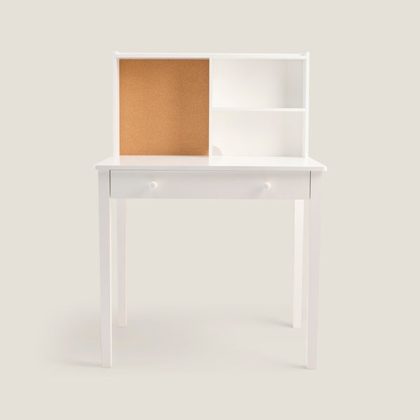 Tall Study Desk & Pinboard, White