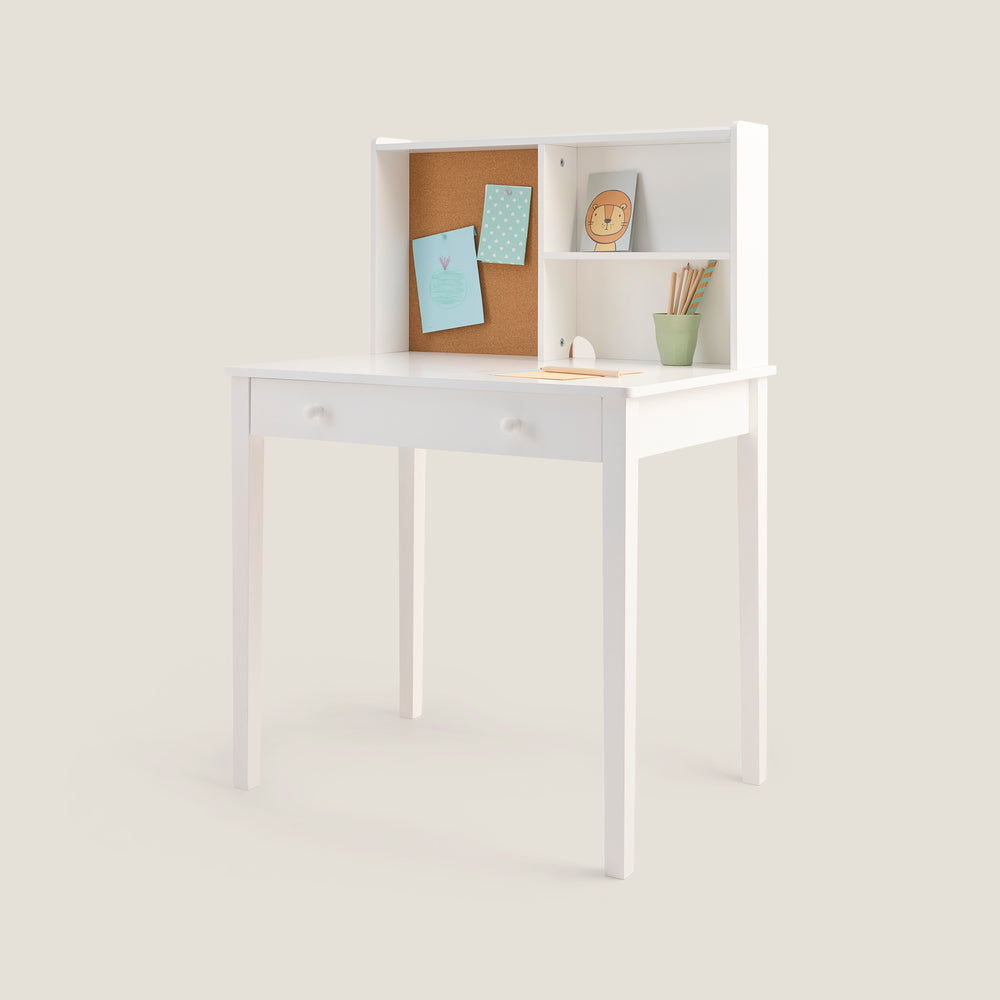 Tall Study Desk & Pinboard, White
