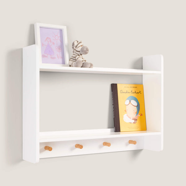 Landscape Shelves with Hooks, White