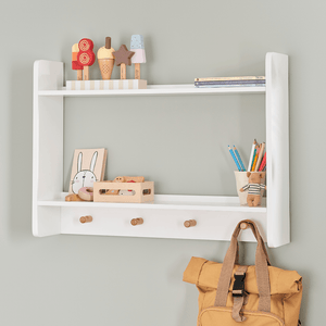 Landscape Shelves with Hooks, White
