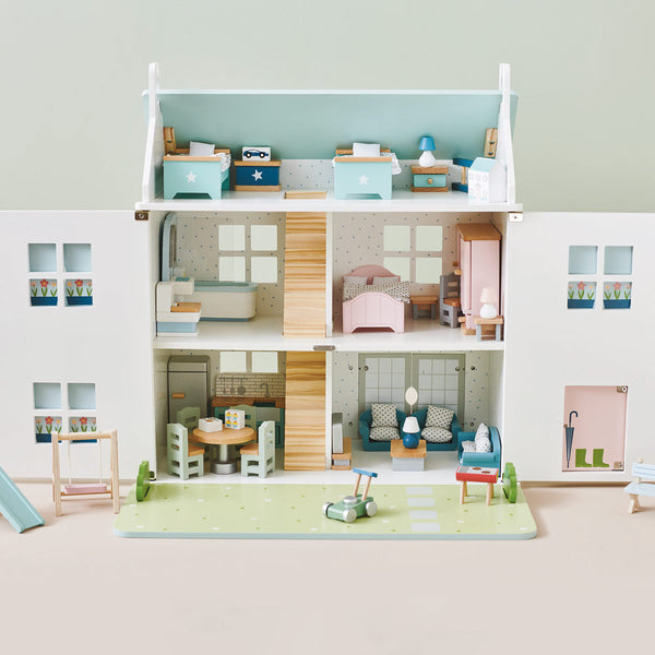 Wooden Dolls House & Furniture Bundle