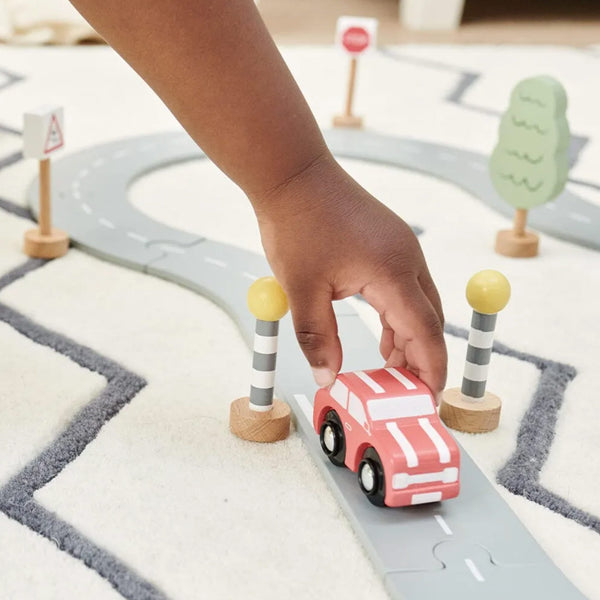 Wooden Toy Garage with Track & Cars
